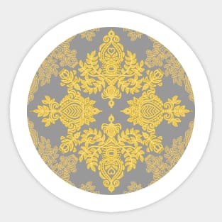 Golden Folk - doodle pattern in yellow & grey Sticker